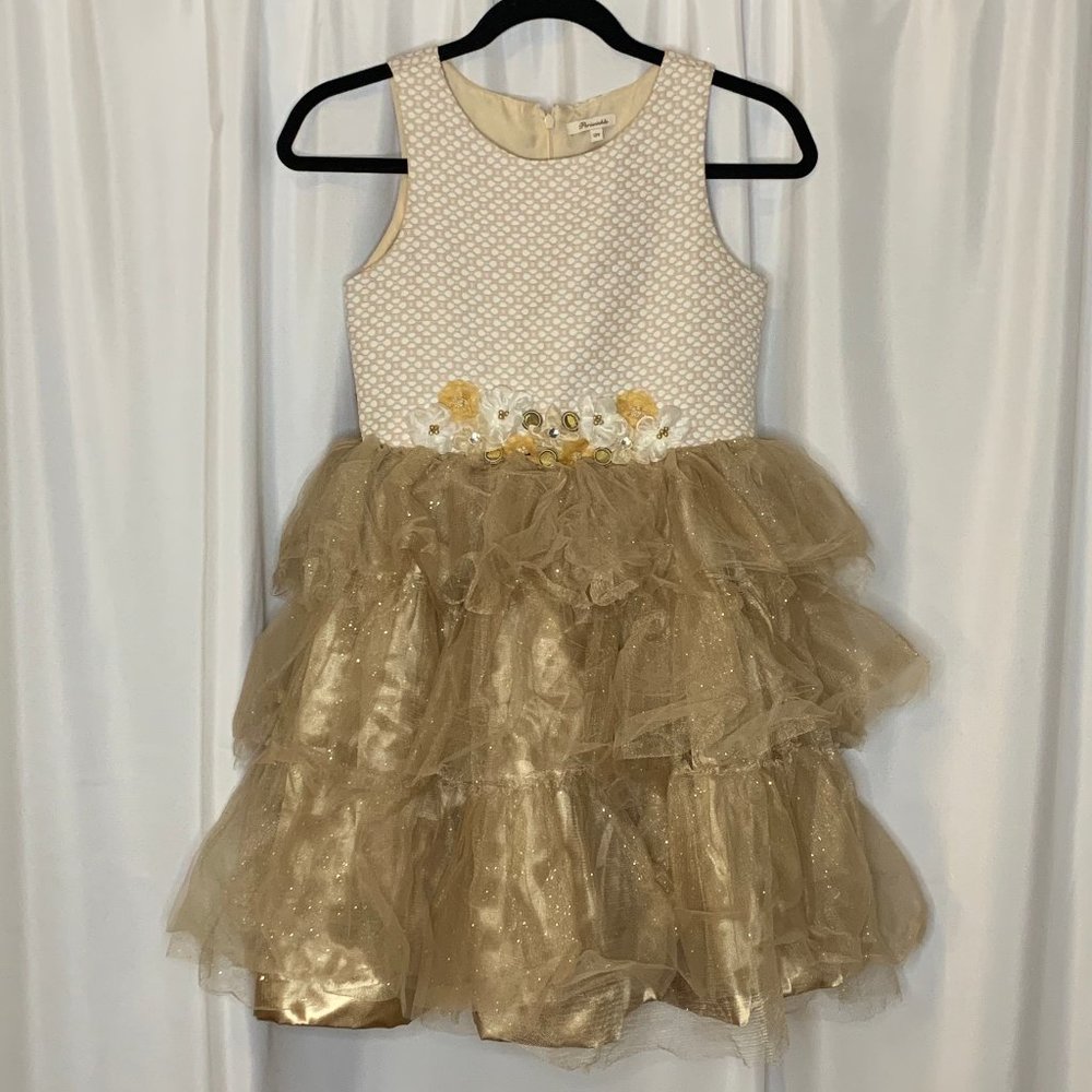 PERIWINKLE Girls Sz12 Gold Glitter Dress